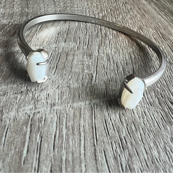 Kendra Scott signed silver Cuff Bracelet with White Stones - Picture 1 of 12